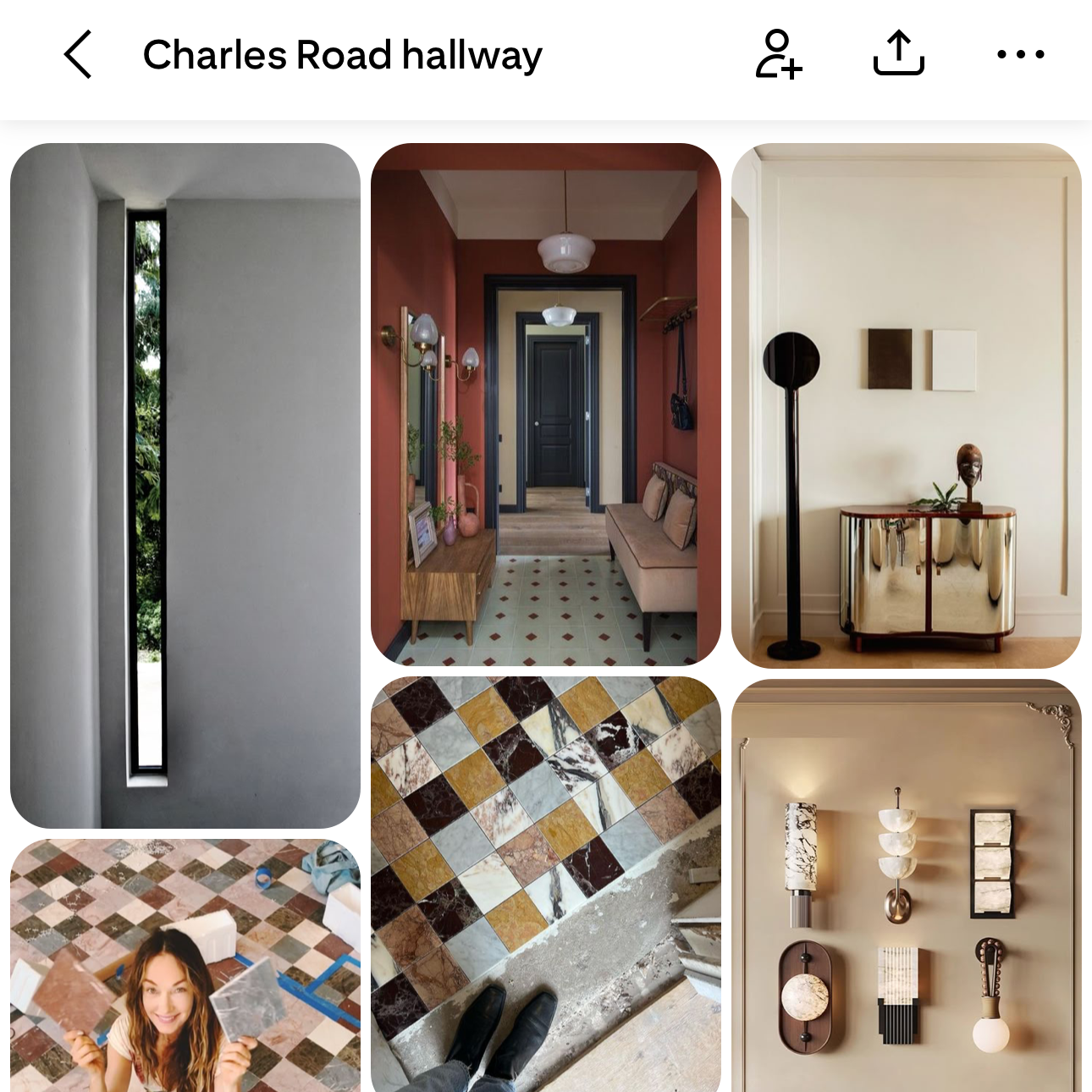 hallway moodboard with images from Pinterest