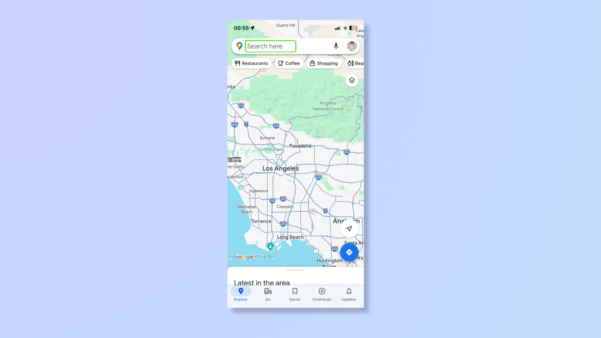 A screenshot of Google Maps on an iOS device. 