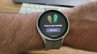 An inactivity warning that it's "Time to get moving!" on the Samsung Galaxy Watch 5 Pro