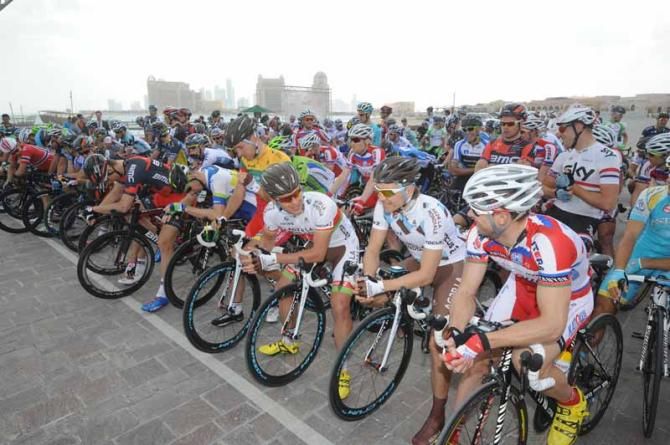 On the start line at the Tour of Qatar