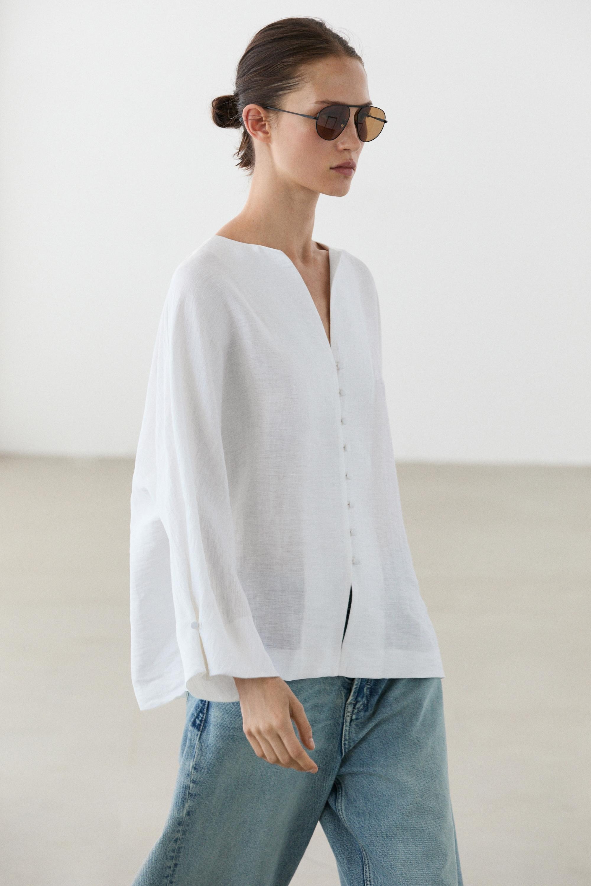 Linen blend overshirt with buttons