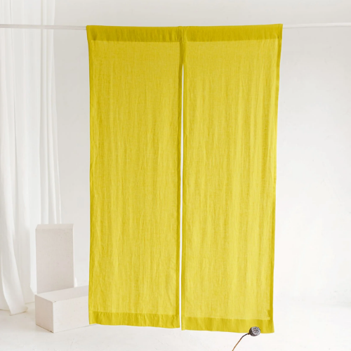 Sand Snow Linen, Chartreuse Yellow Japanese Linen Noren Curtain