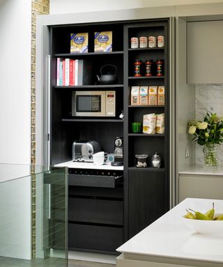 Breakfast pantry with coffee bar set-up inside