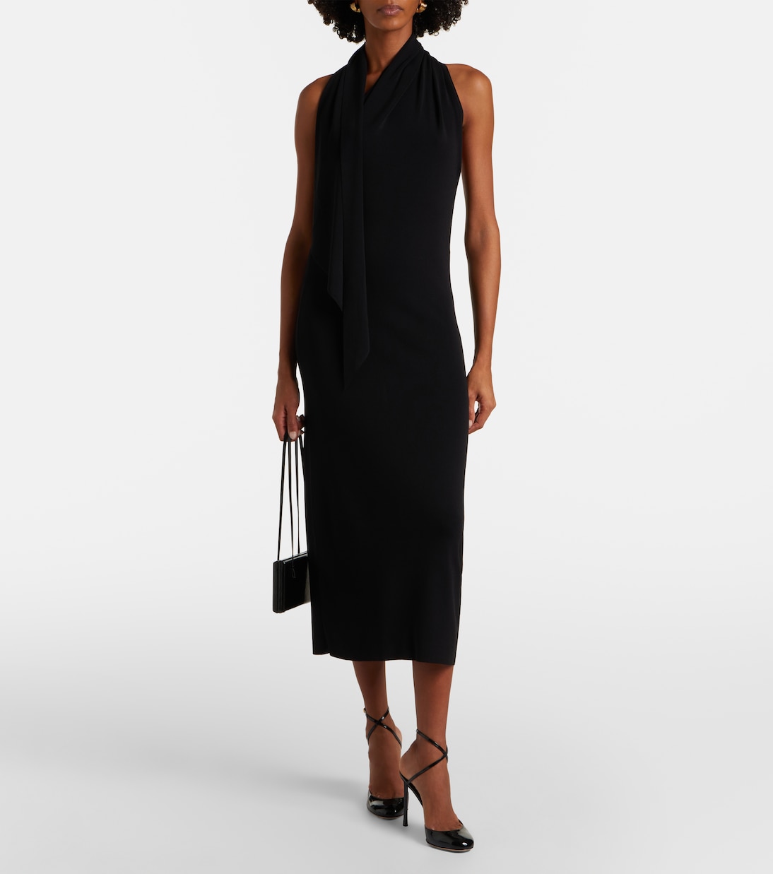 Mitchell Scarf-Detail Midi Dress in Black - Altuzarra