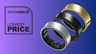 The Samsung Galaxy Ring on a purple background