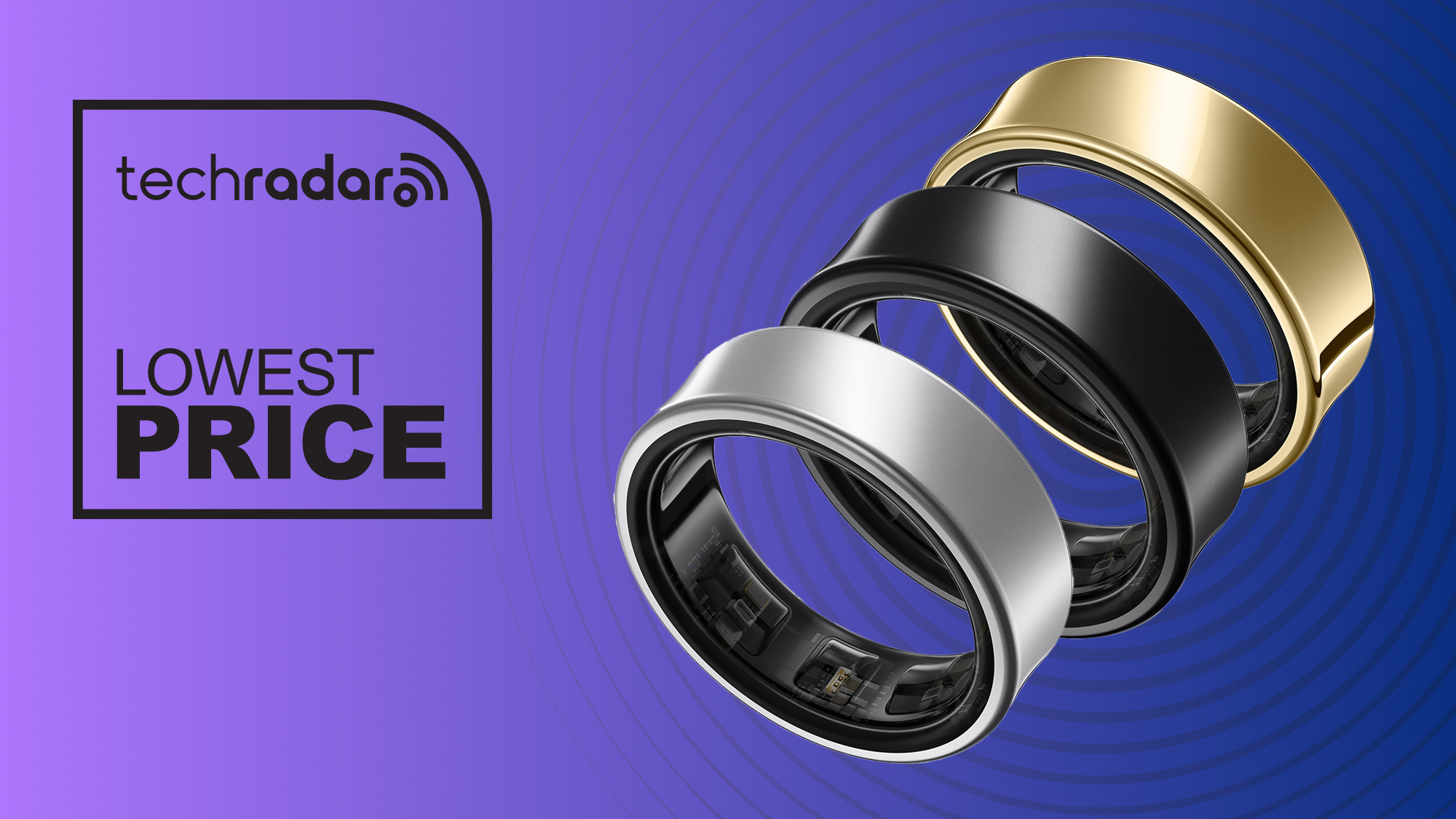 The Samsung Galaxy Ring on a purple background