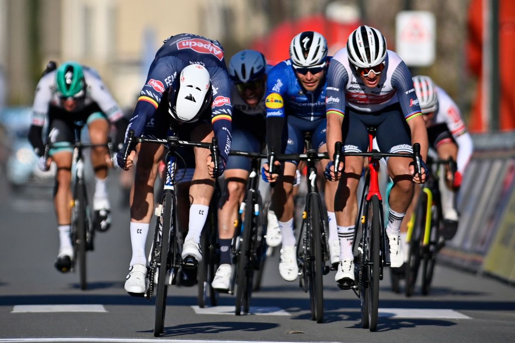 Belgian Tim Merlier of AlpecinFenix sprints to the finish of the Bredene Koksijde Classic one day cycling race of 199 km Friday 19 March 2021 BELGA PHOTO ERIC LALMAND Photo by ERIC LALMANDBELGA MAGAFP via Getty Images