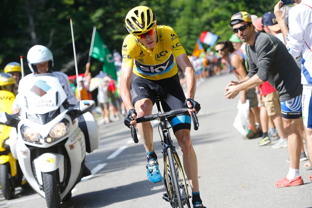 Chris Froome rides alone on his way to the stage 10 win.