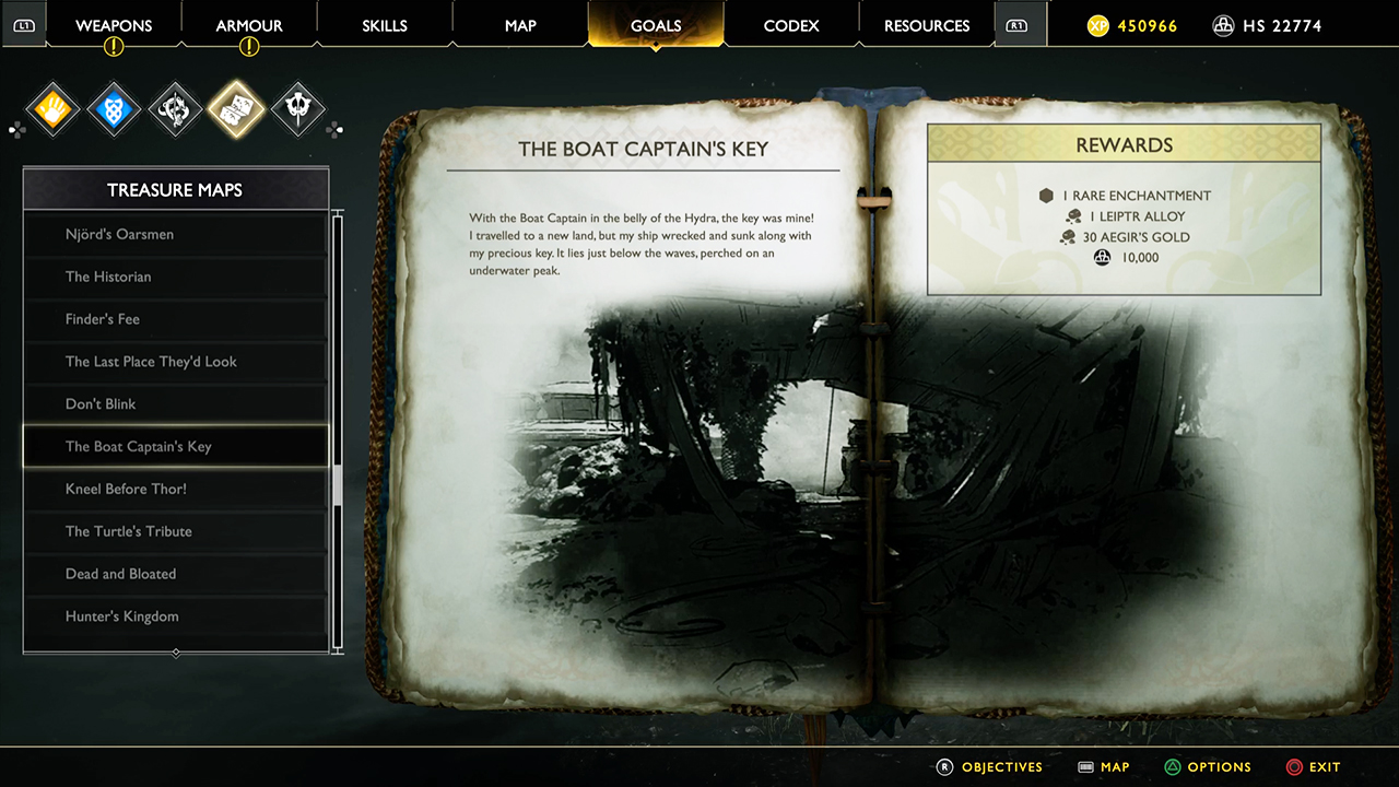 God of War Treasure Map: Boat Captain's Key