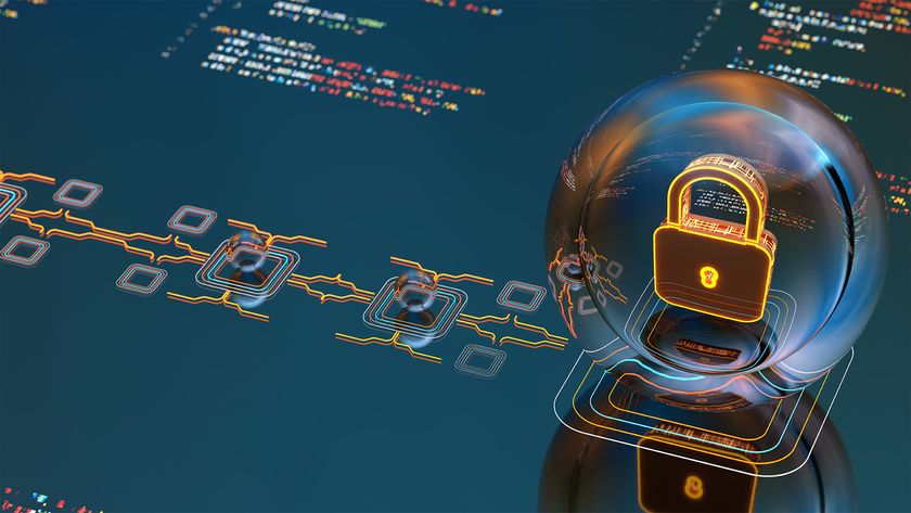 Cyber security concept image showing digitized padlock on a network interface with source code.