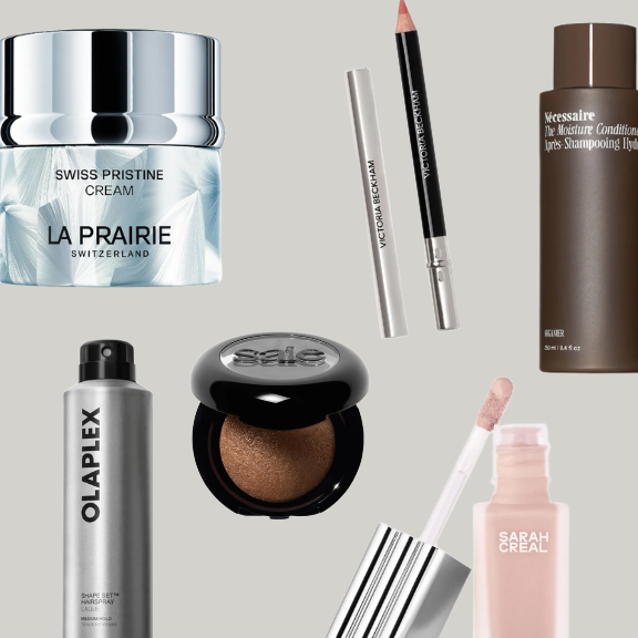 Collage of beauty products from Bluemercury and Violet Grey