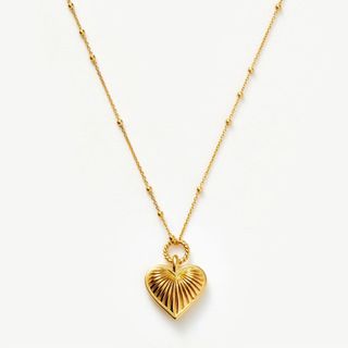 Ridge Heart Charm Pendant Necklace | 18ct Gold Plated