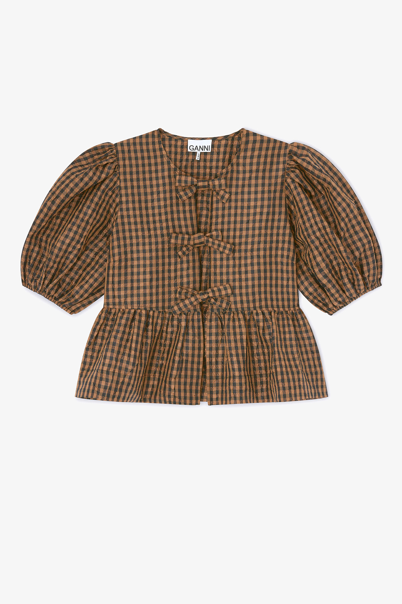 Crinkled Check Blouse