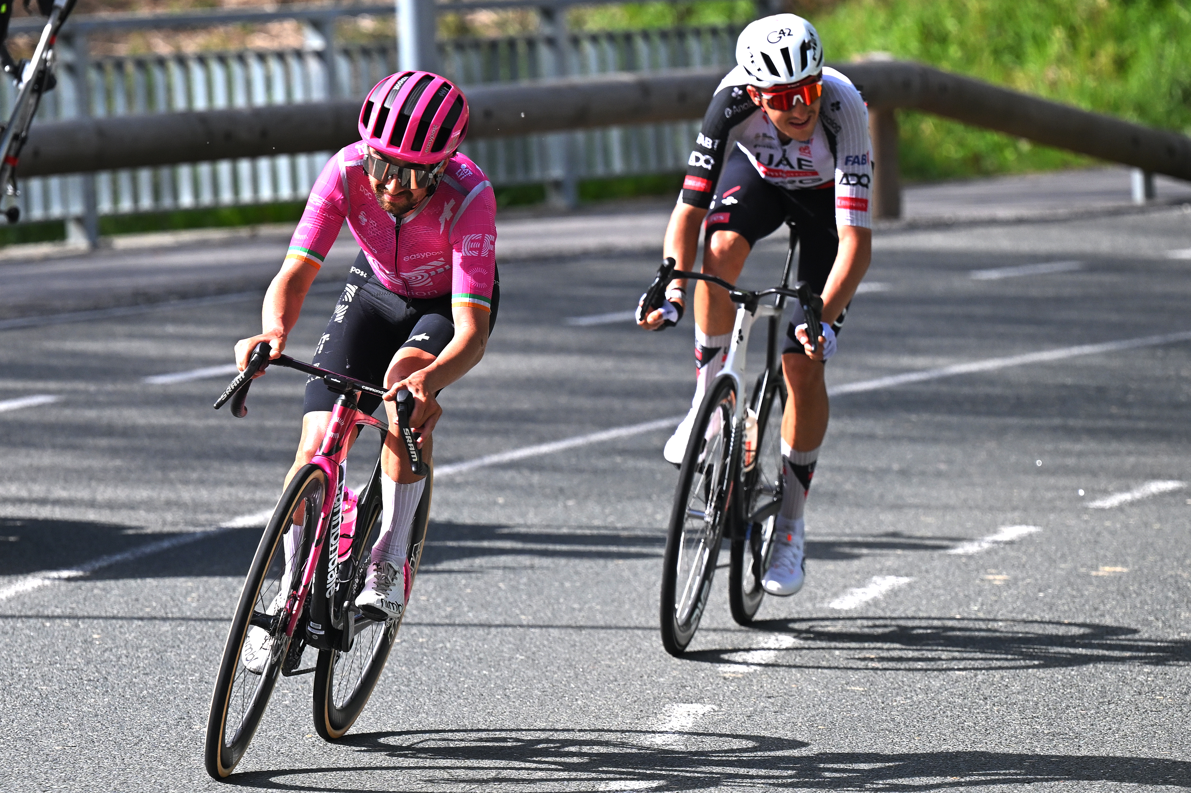Ben Healy and Marc Soler on the attack during stage 5 of Itzulia Basque Country