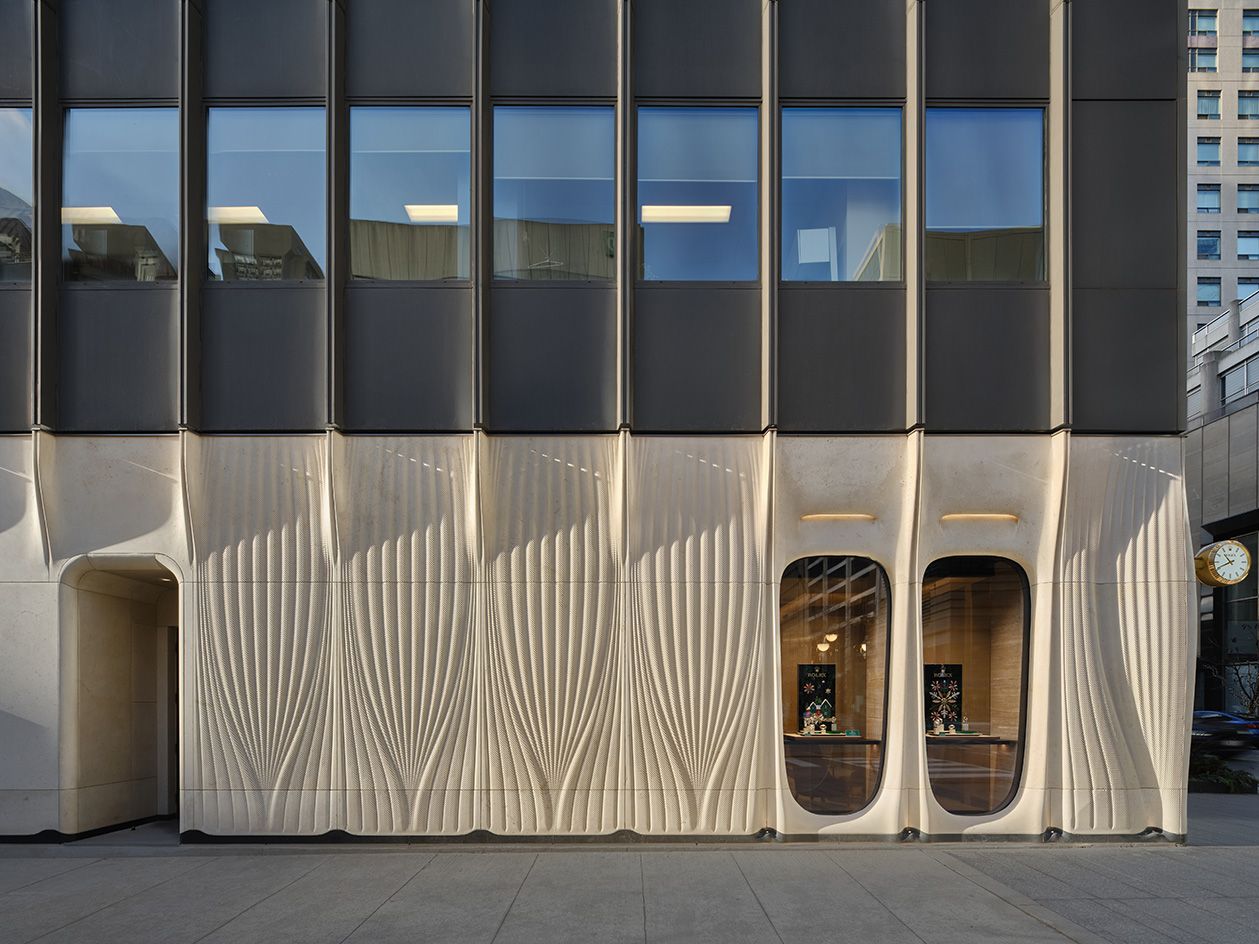 Rolex boutique in Toronto front facade of carved limestone