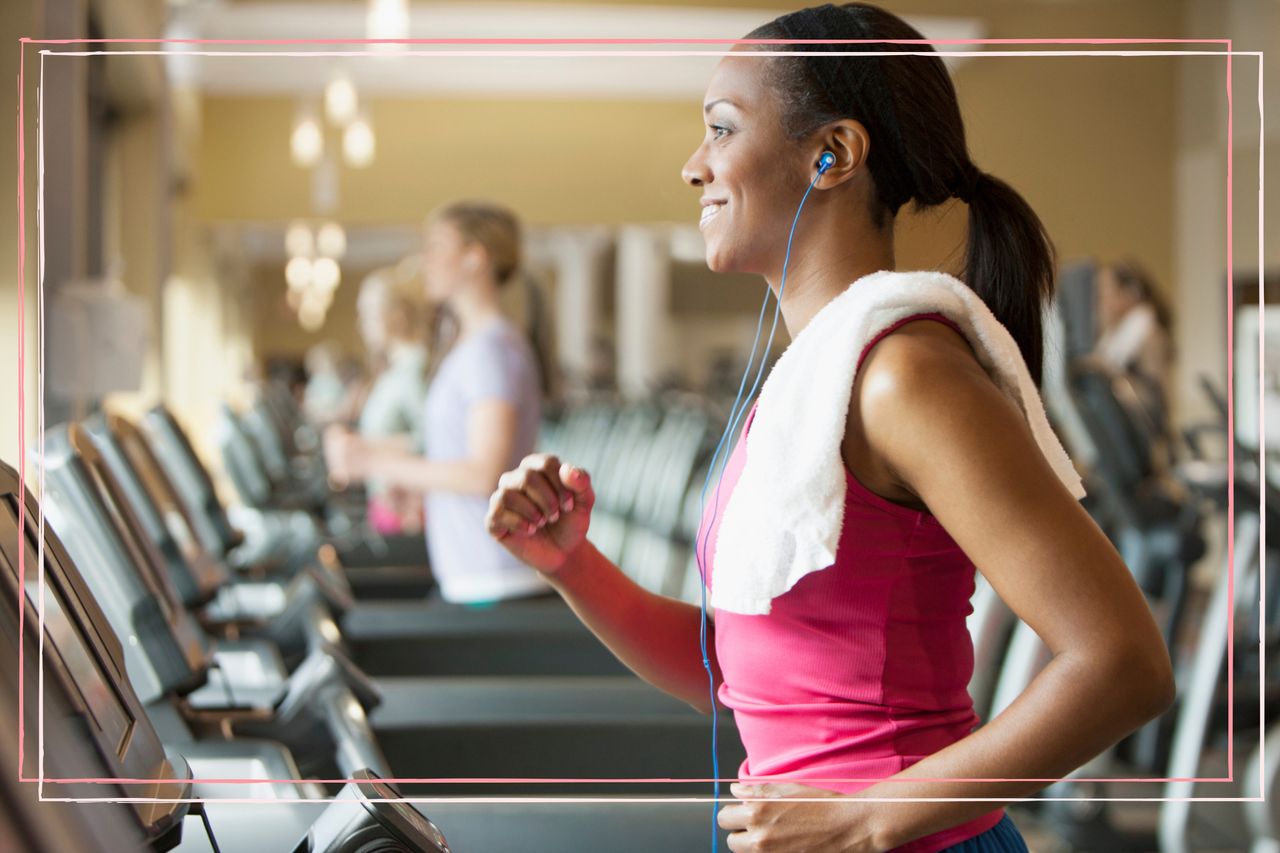 Woman running on treadmill discovering what is the 12-3-30 workout