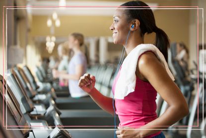 Woman running on treadmill discovering what is the 12-3-30 workout