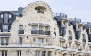 exterior view of Lutetia hotel balconies, Paris, France