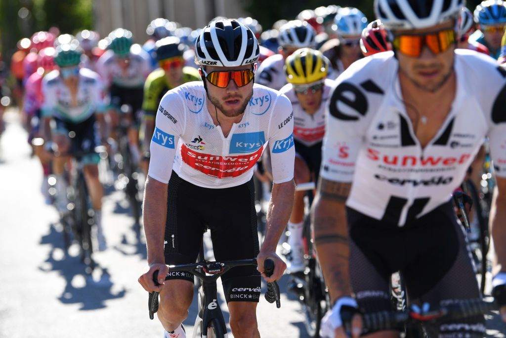 ORCIERES FRANCE SEPTEMBER 01 Marc Hirschi of Switzerland and Team Sunweb White Best Young Jersey during the 107th Tour de France 2020 Stage 4 a 1605km stage from Sisteron to OrcieresMerlette 1825m TDF2020 LeTour on September 01 2020 in Orcieres France Photo by Tim de WaeleGetty Images