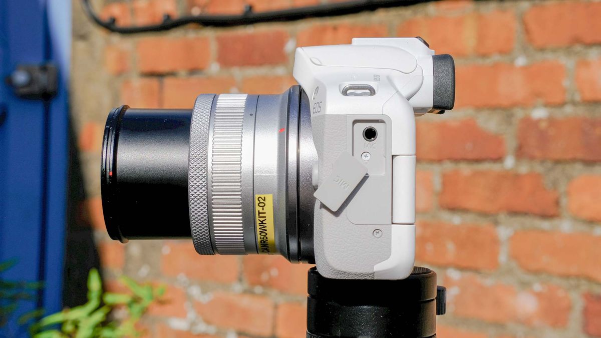 Canon EOS R50 attached to tripod
