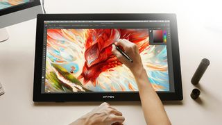 A shot of the best drawing tablets for animation being used by an artist
