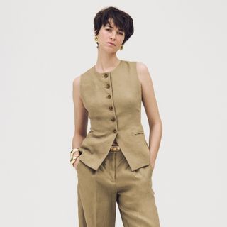 J.Crew, Cutaway Vest Top in Linen