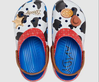 Toy Story woody themed Crocs with matching Jibbitz