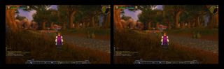 3D Vision works great in World of Warcraft, but the water detail muct be set to the minimum level to avoid artifacts. Compare the water to the TriDef screenshot above.