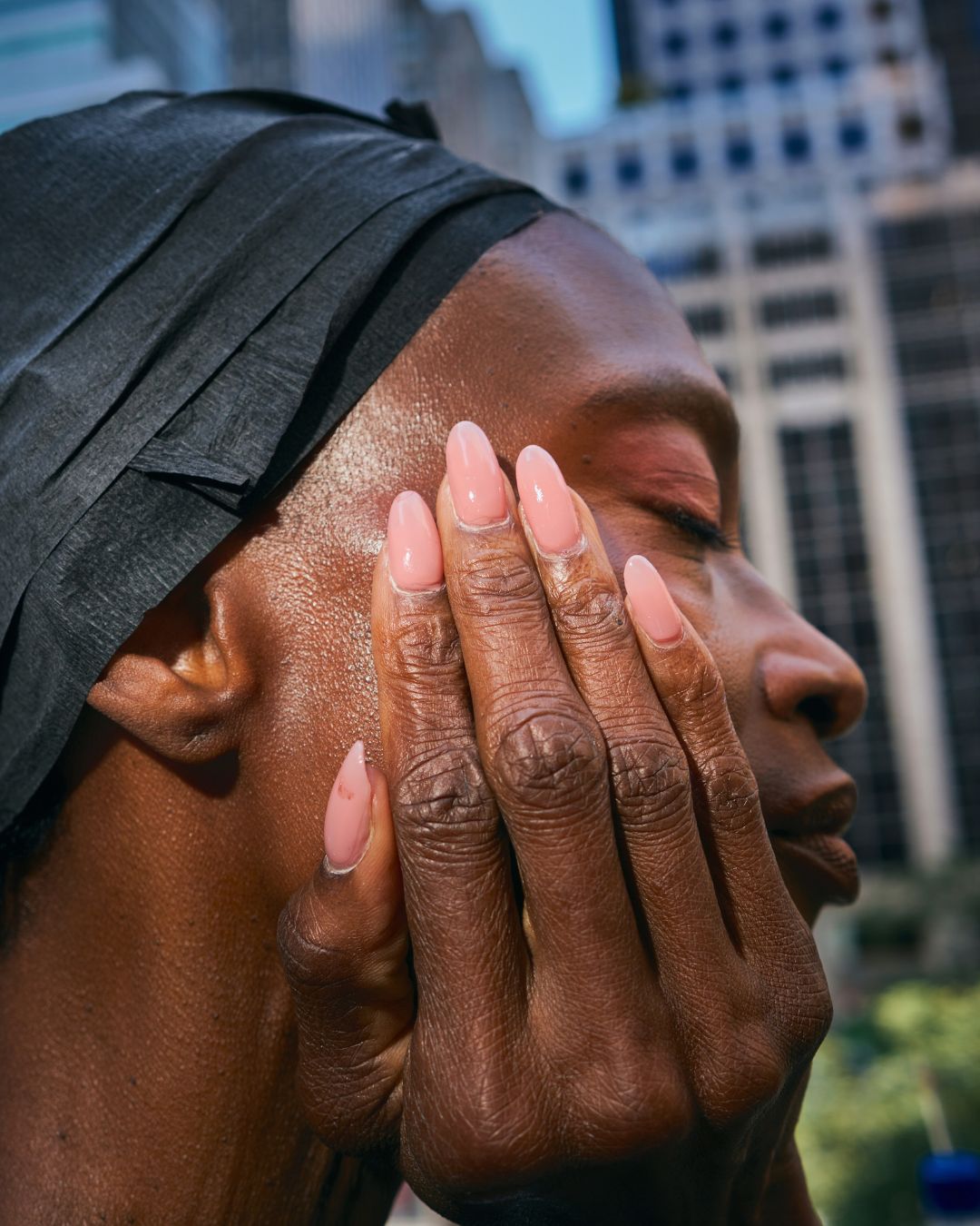 An image of the glowy pink nails backstage at Prabal Gurung spring/summer 26.