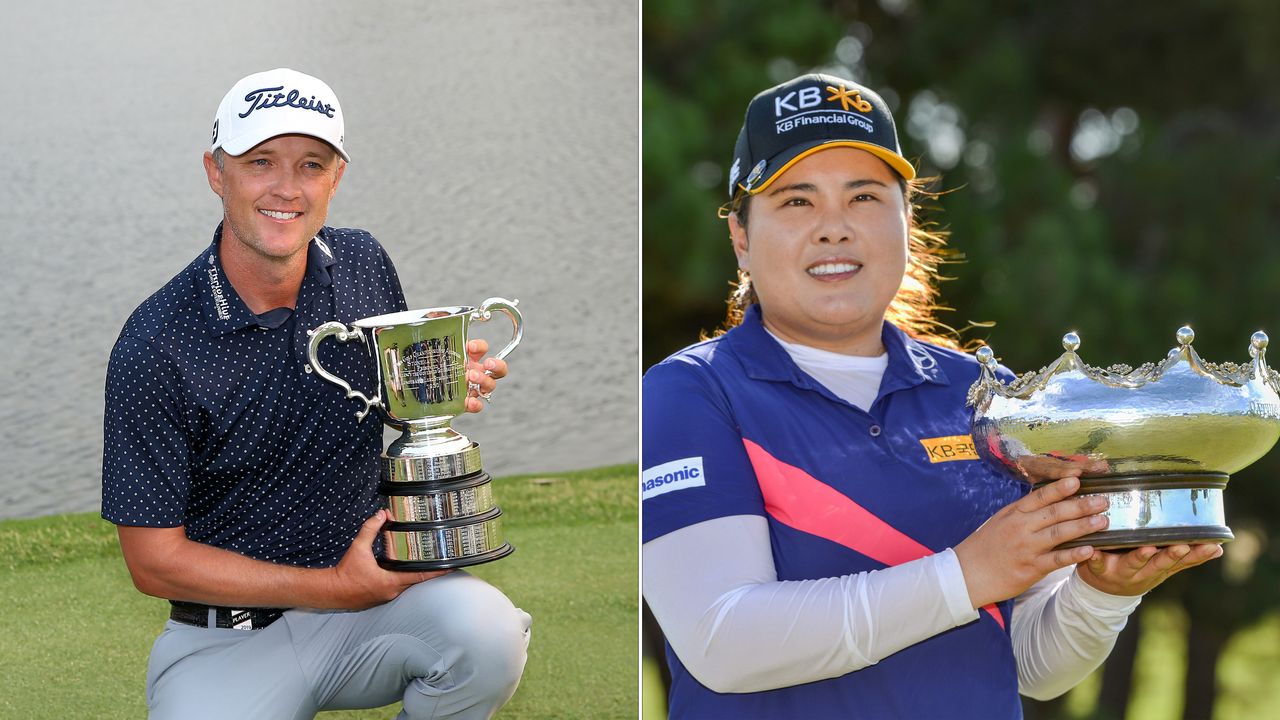 Matt Jones and Inbee Park after winning the Australian Open in 2019 and 2020 respectively