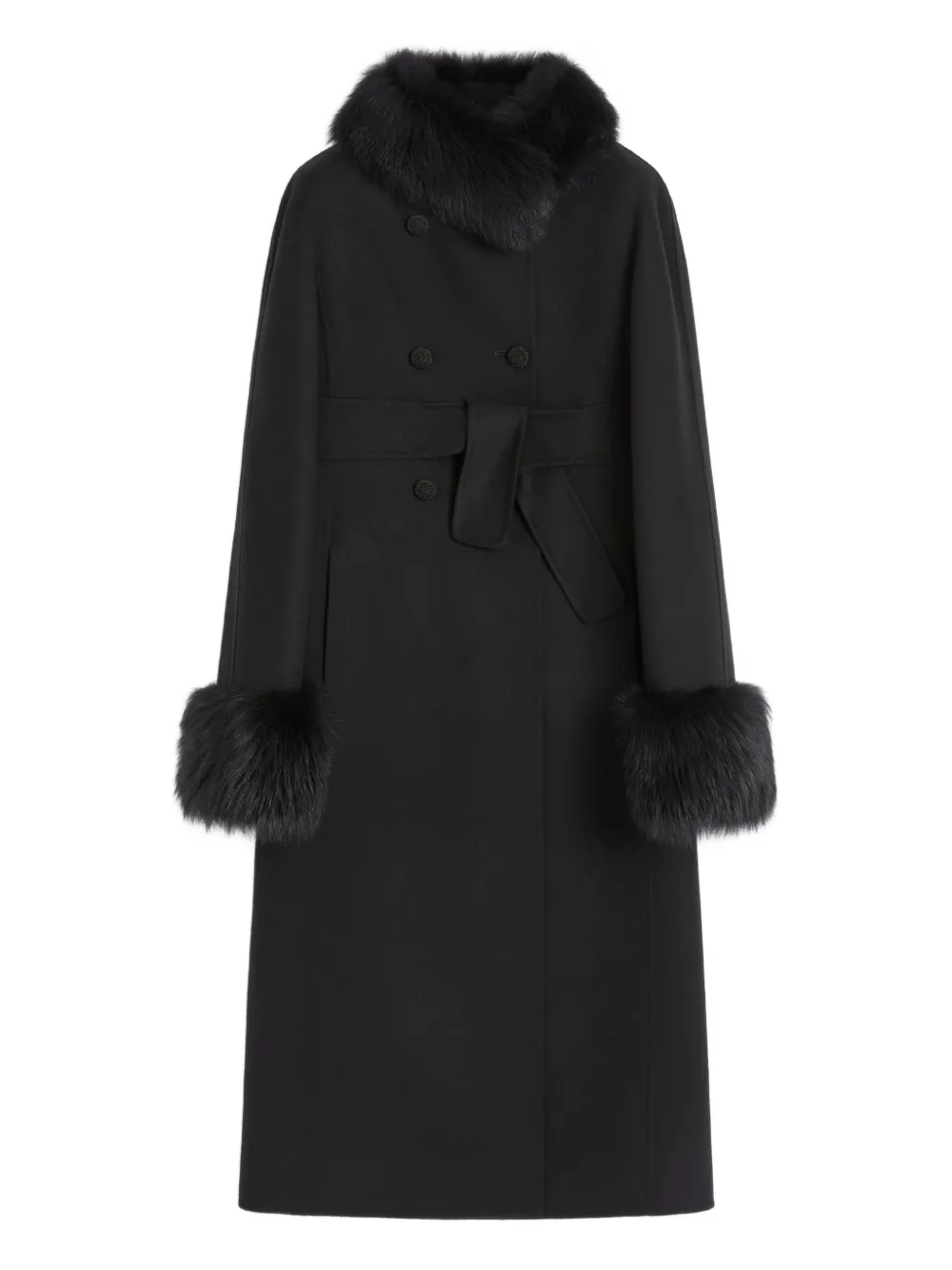 Valentino Garavani Faux Fur-Trimmed Double-Breasted Coat | 38