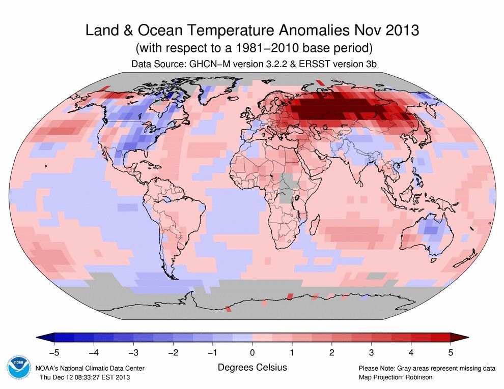 global temperatures in november 2013