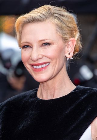 Cate Blanchett attends the "The Zone Of Interest" red carpet during the 76th annual Cannes film festival at Palais des Festivals on May 19, 2023 in Cannes, France