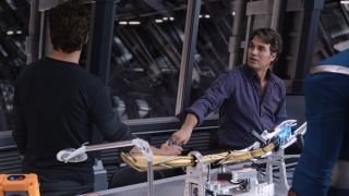 Tony Stark (Robert Downey Jr.) and Mark Ruffalo (Bruce Banner) share blueberries in The Avengers