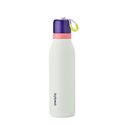 Owala Freesip Twist Insulated Stainless Steel Water Bottle With Straw for Sports and Travel, 18 Oz, Purple/mint (minty Horizon)