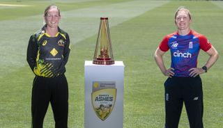 Meg Lanning of Australia and Heather Knight of England, captains of Women's Ashes cricket teams
