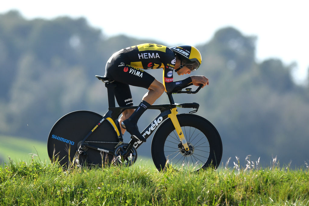 PLA DE LESTANY BANYOLES SPAIN MARCH 23 George Bennett of New Zealand and Team Jumbo Visma during the 100th Volta Ciclista a Catalunya 2021 Stage 2 a 185km Individual Time Trial stage from Pla de LEstany Banyoles to Pla de LEstany Banyoles 145m ITT VoltaCatalunya100 on March 23 2021 in Pla de LEstany Banyoles Spain Photo by David RamosGetty Images