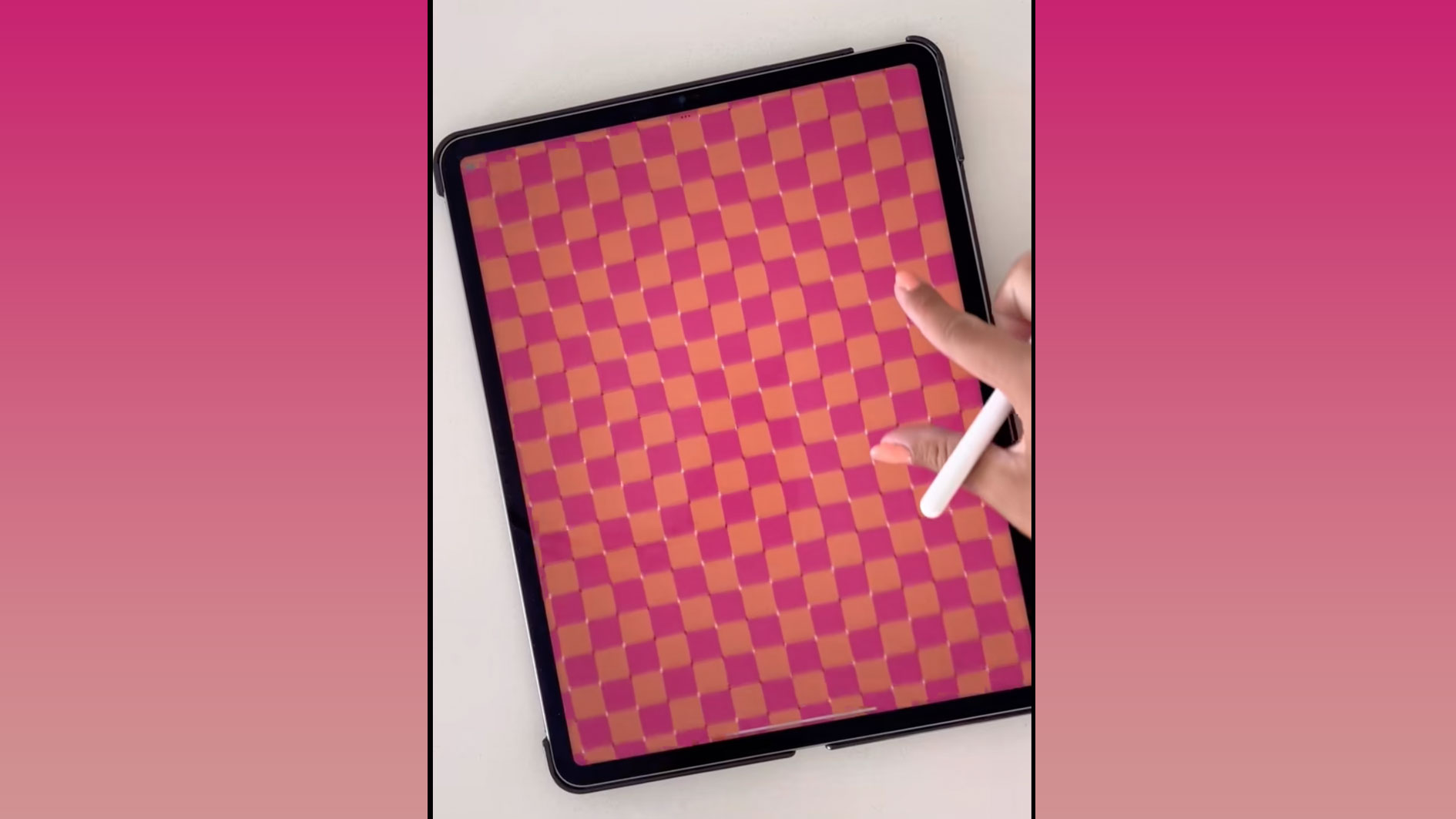 iPad with optical illusion on screen