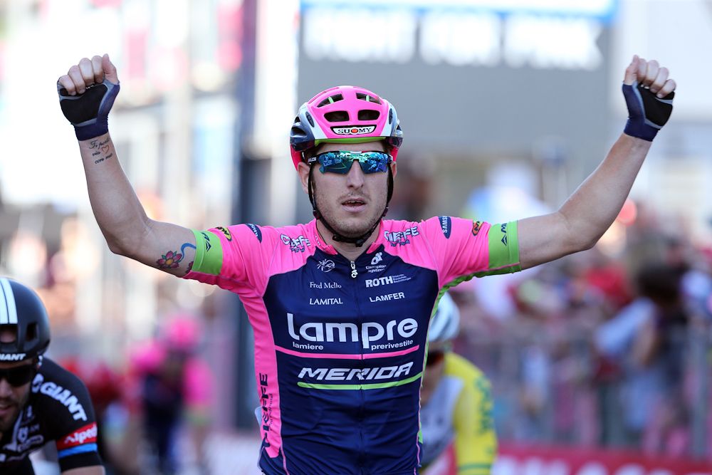 Sacha Modolo (Lampre-Merida) takes his second win of the 2015 Giro d'Italia.
