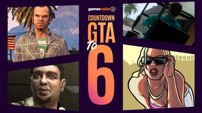 A collage of images with the GamesRadar logo including Trevor from GTA 5, Tommy from GTA Vice City, Roman from GTA 4, and Rochelle from GTA San Andreas
