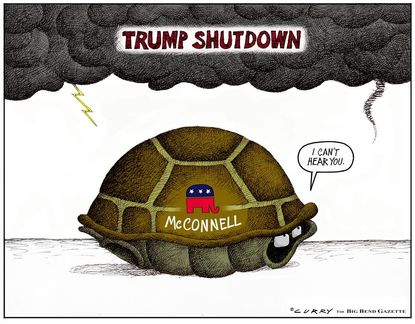 Political cartoon U.S. Trump government shutdown Mitch McConnell