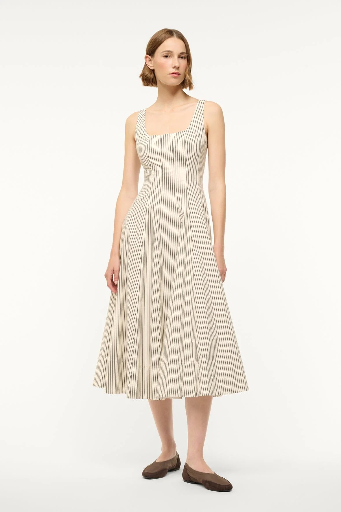 Cream Denim Midi Dress