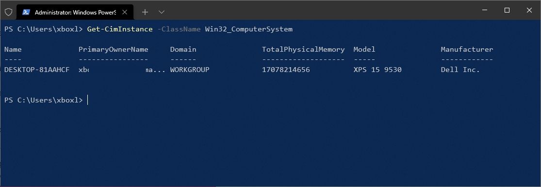 PowerShell PC model number