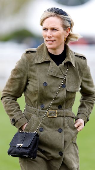 Zara Tindall attends day 2 of the April Meeting at Cheltenham Racecourse on April 18, 2024