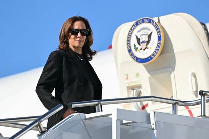 Vice President and Democratic presidential candidate Kamala Harris boarding Air Force Two on September 9, 2024