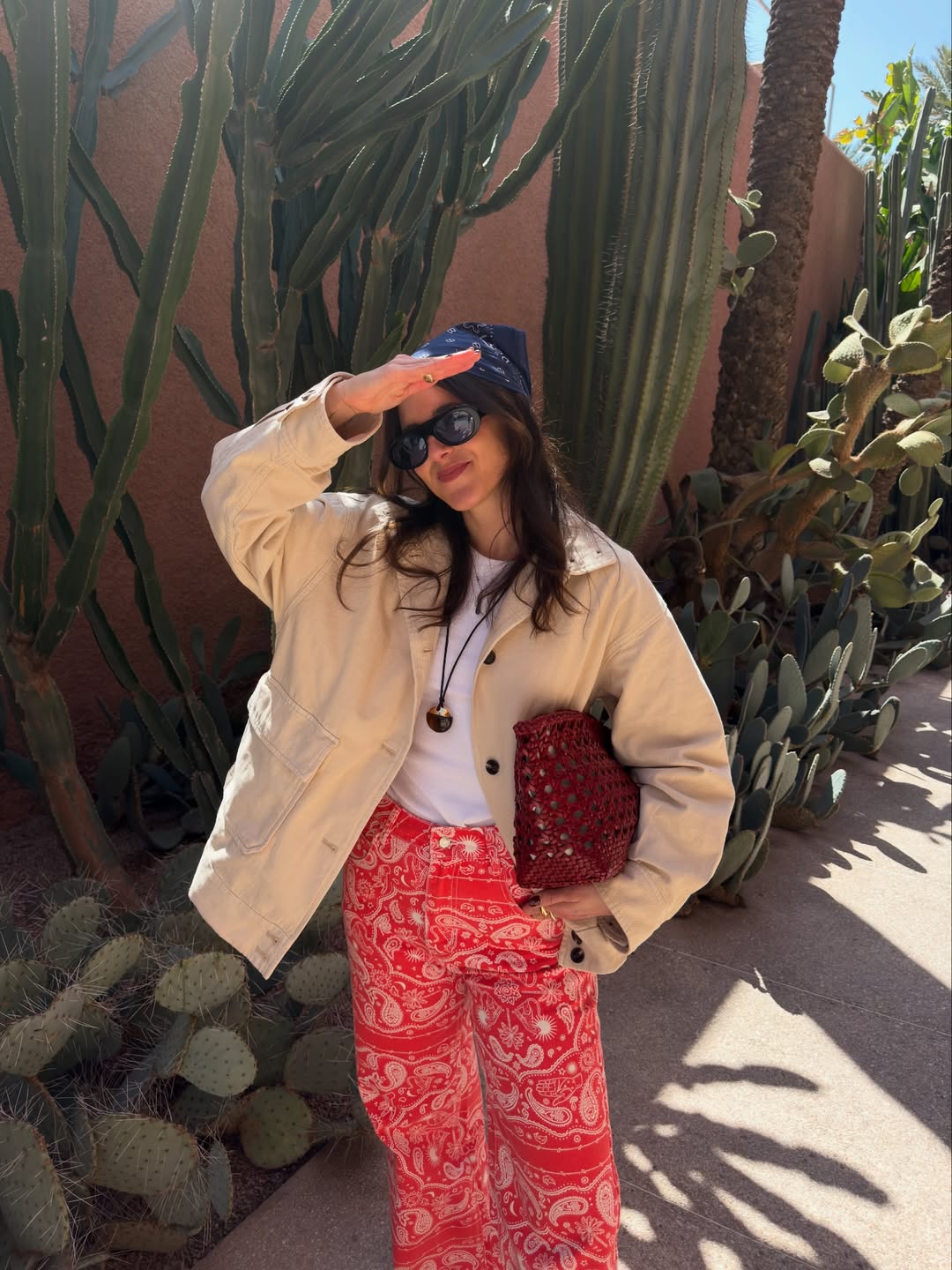 Mariola Valdivia in bandana print pants