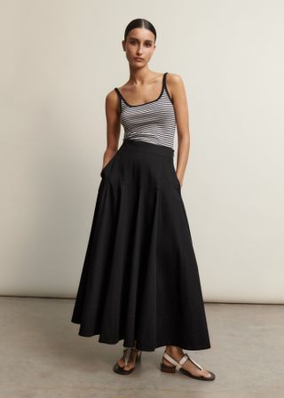 Heavy Cotton Sateen Maxi Skirt