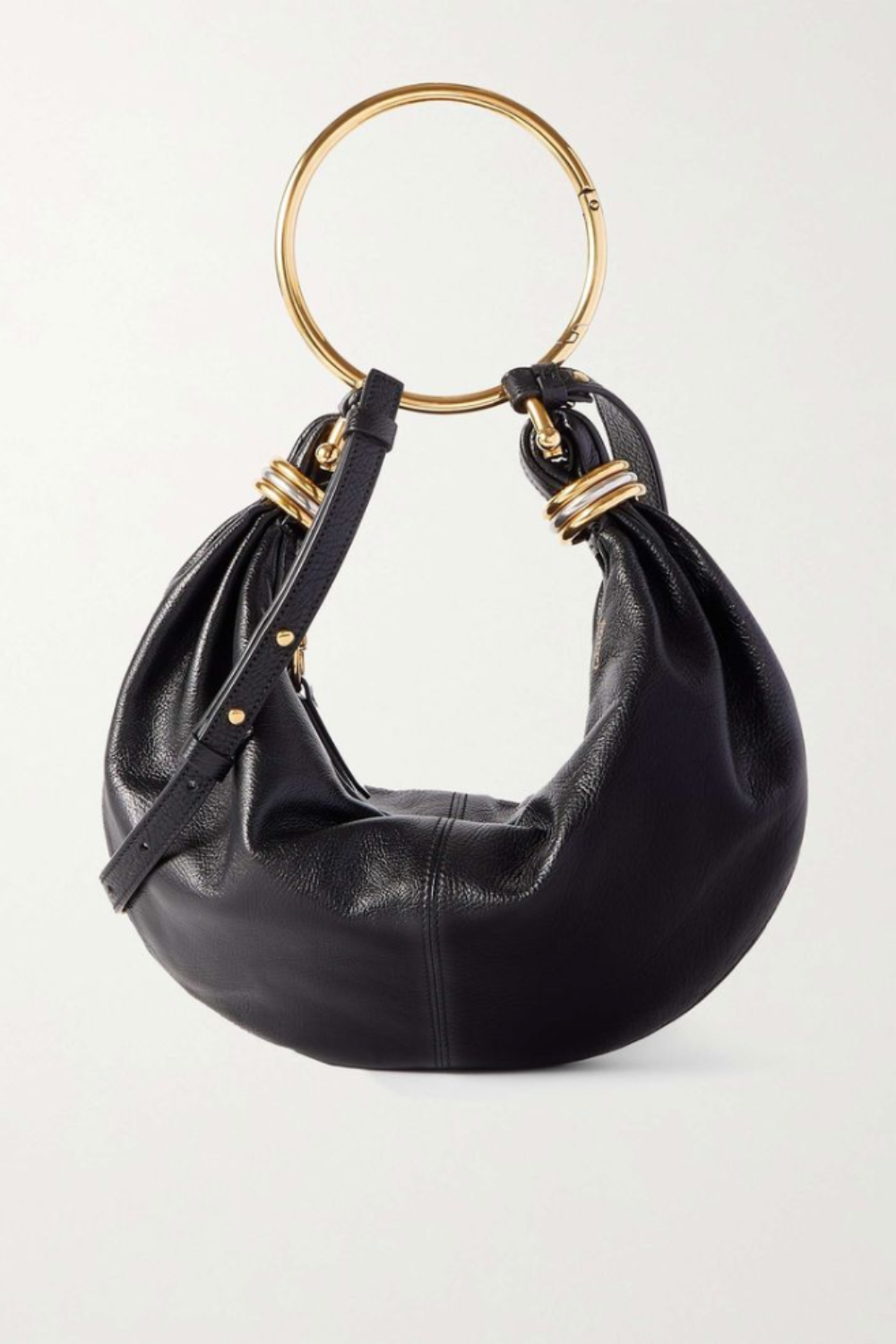 CHLOÉ, Bracelet Embellished Glossed Textured-Leather Shoulder Bag