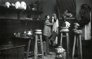 archive image of artist in studio