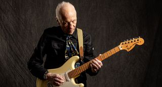A portrait of the great Robin Trower with his Fender Stratocaster